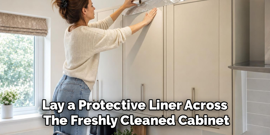 Lay a Protective Liner Across
The Freshly Cleaned Cabinet