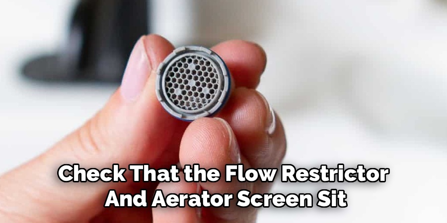 Check That the Flow Restrictor 
And Aerator Screen Sit